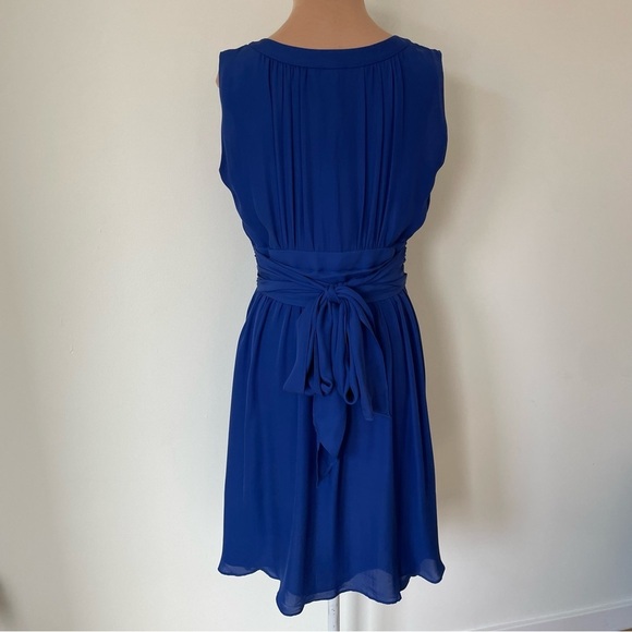 Hobbs London 100% Silk V-Neck Tie Back Sleeveless A-Line Knee Length Dress Sz 10 - Picture 3 of 10